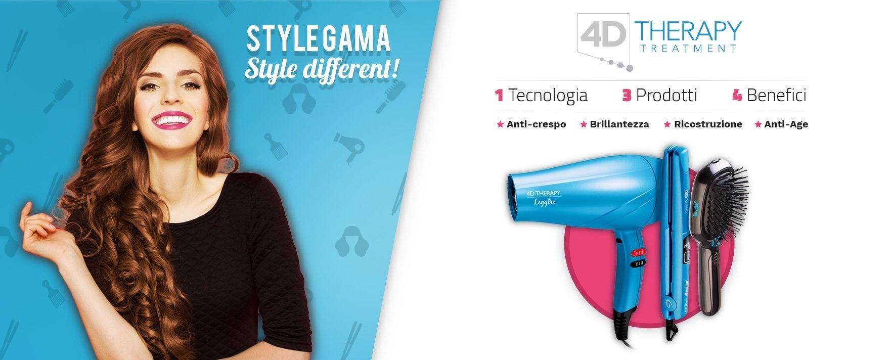 La tecnologia Ozone Ion e i 4 benefici per i capelli della Linea 4D Therapy di Gama